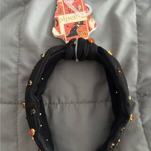 Piper Elegant Black Headband with Gold Accents